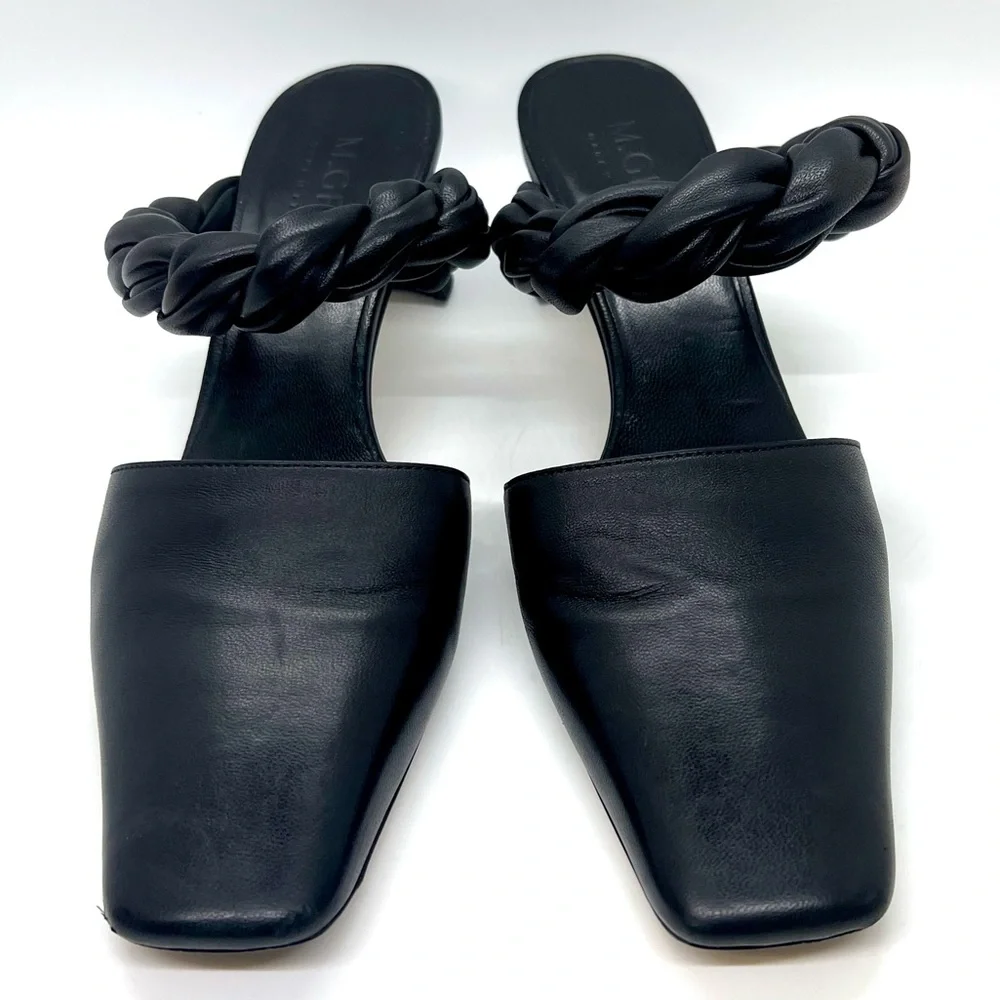 M. Gemi Braided Twist Leather Heeled Mule Pumps 37.5 - Picture 15 of 16